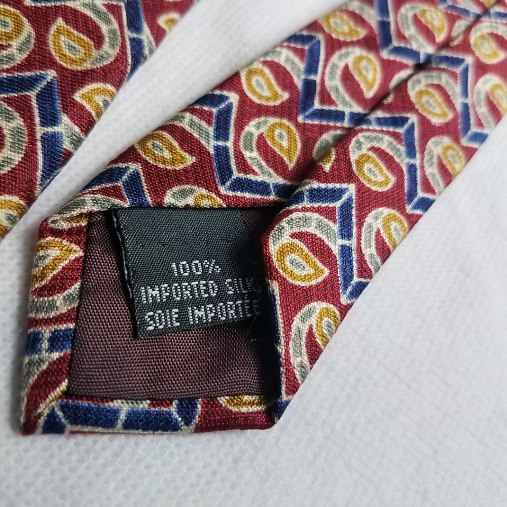 Christian Dior Cravate Men's Vintage Red Silver Blue Silk Tie - Picture 5 of 5